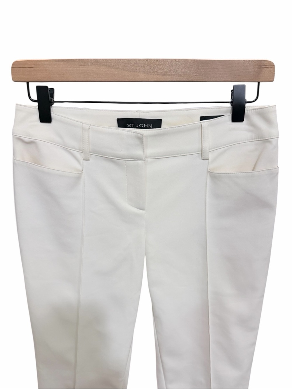 ST. JOHN Jennifer Ankle Pant Cream White Cropped Size 2 - Picture 6 of 13